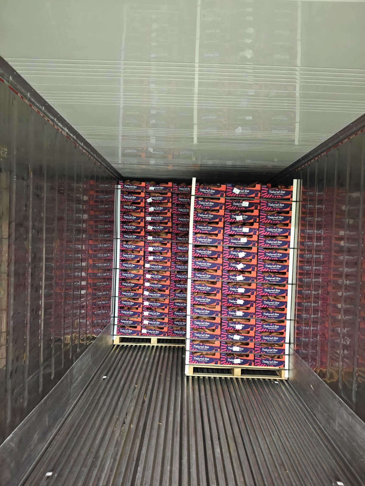 Export cartons ready for shipment to Europe
