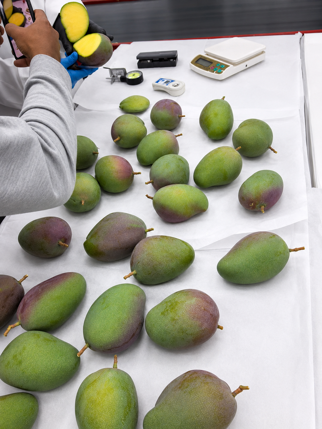 Mangoes on the sorting table
