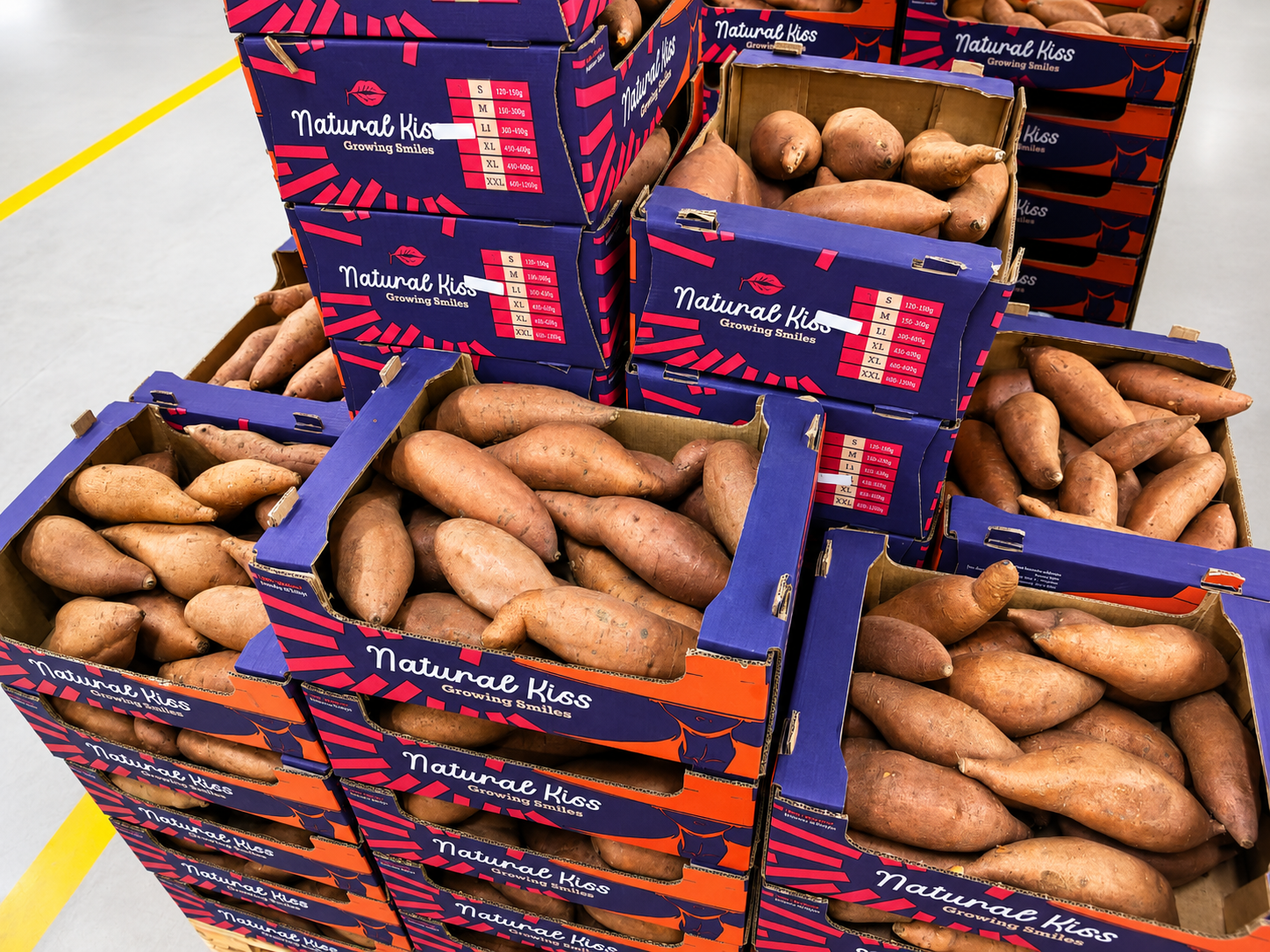 Natural Kiss branded sweet potato box, another angle